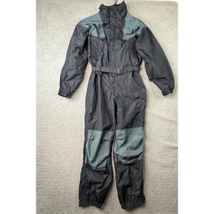 Vintage Columbia Ski Suit Snowsuit One Piece Mens Large Blue Belted Fleece Lined